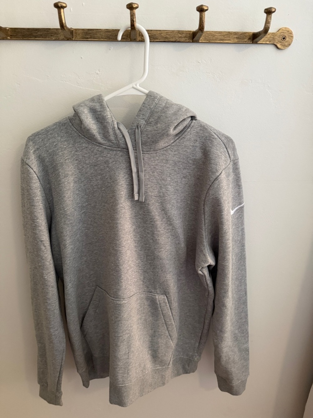 Nike Gray Hooded Pullover Sweatshirt with Sleeve Swoosh